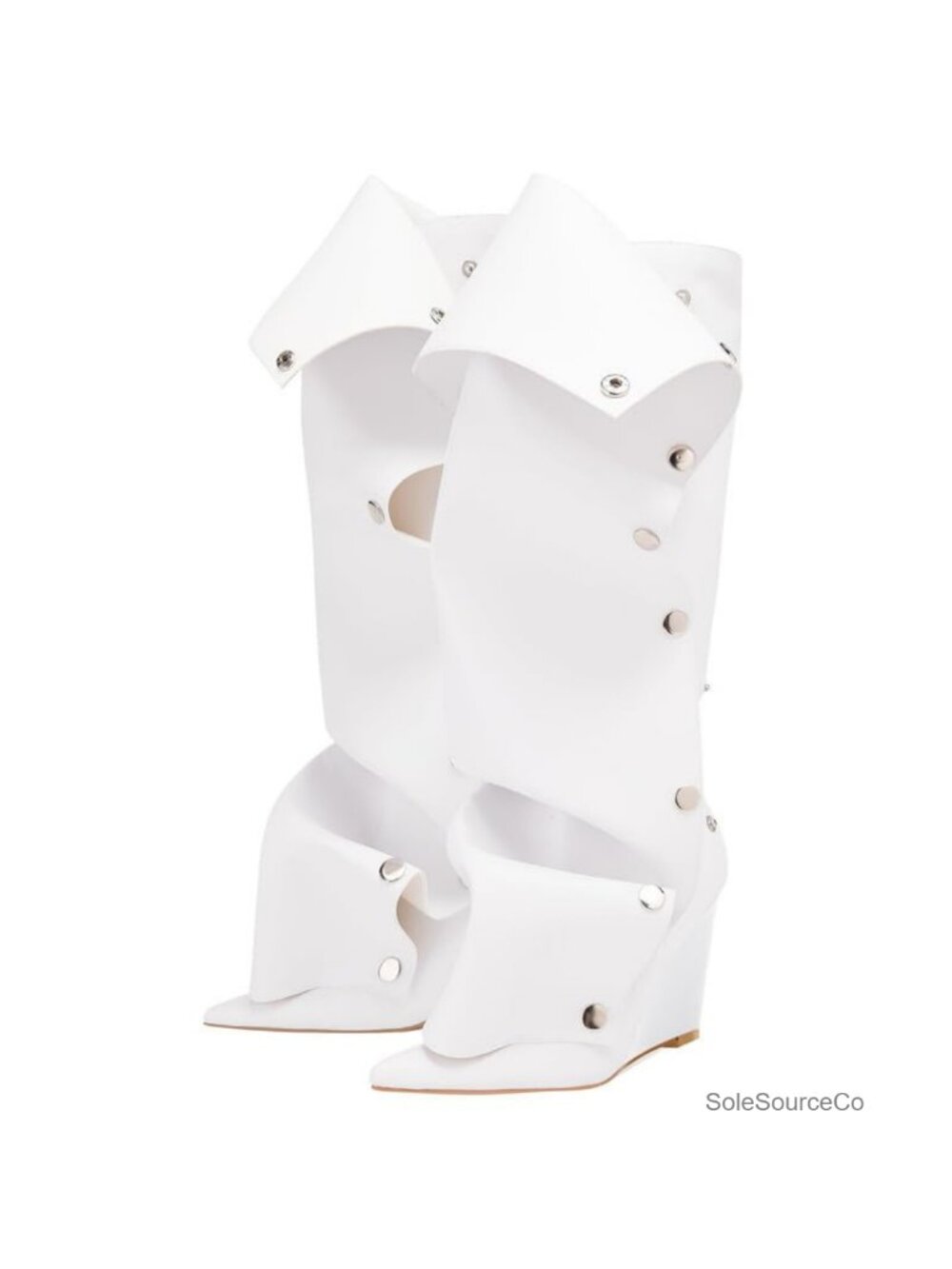 Wedge Heel Knee High Slouchy Foldover Buttons Boots